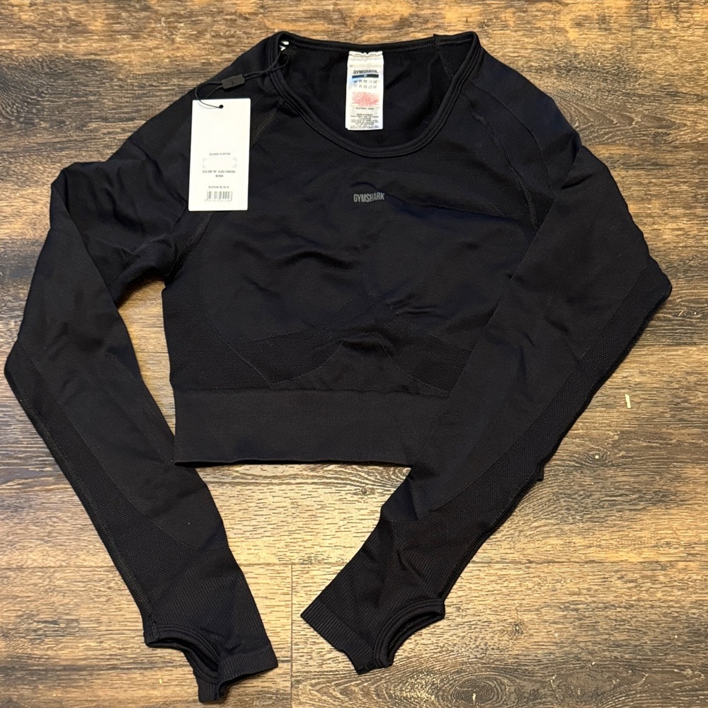 Gymshark Black Long Sleeve Crop Top NWT medium